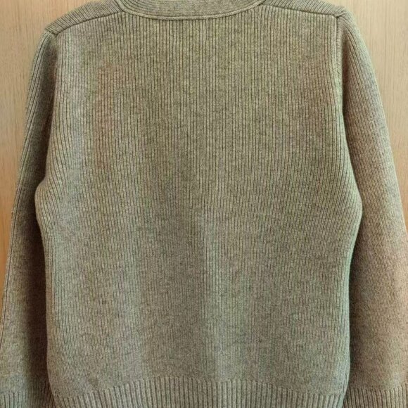 Khaite Light Taupe Wool V-Neck Cardigan - Picture 7 of 7